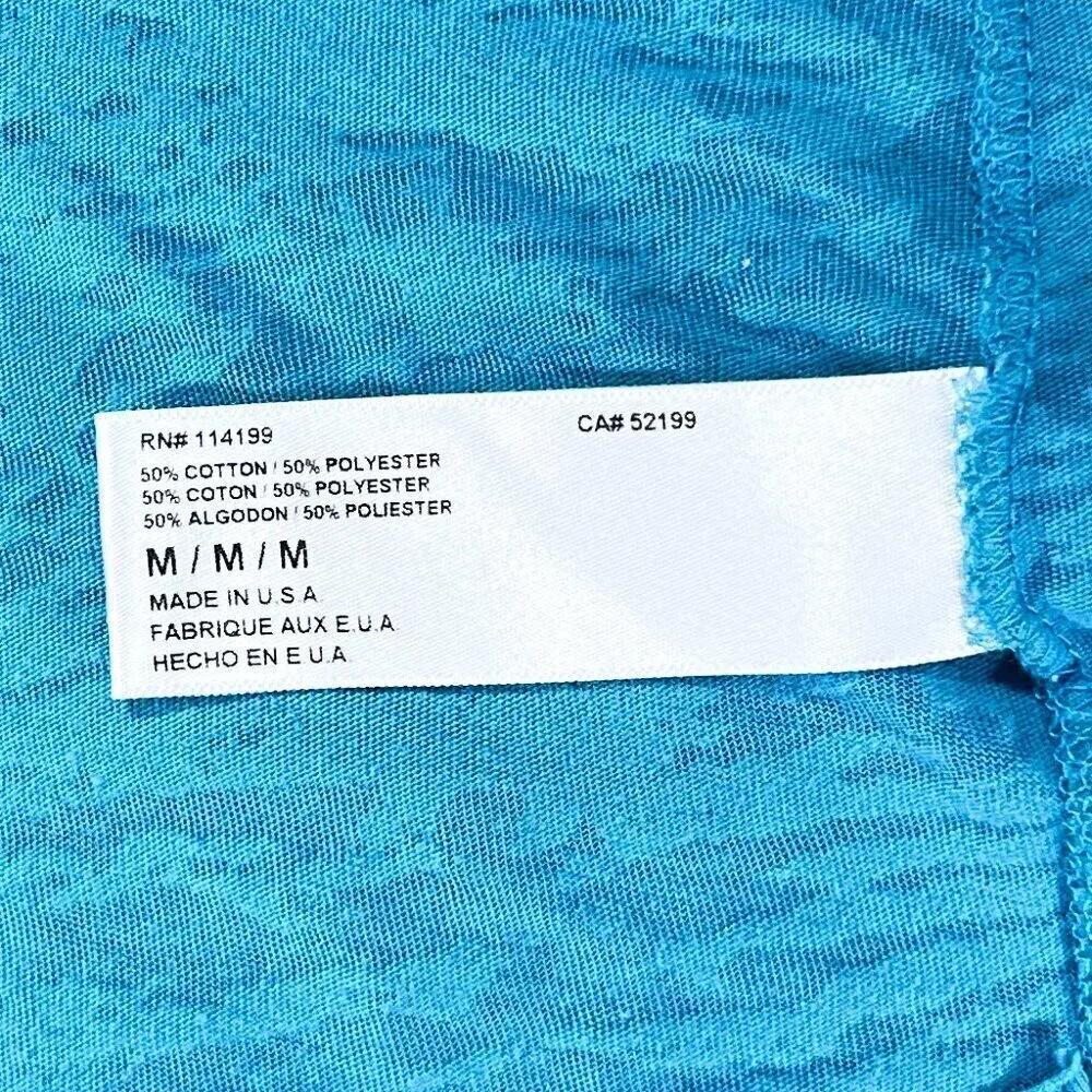 Roxy Burnout Tee | 3/4 Sleeve | Aqua Blue | Medium | Scoop Neck Top | Women's - Picture 12 of 13